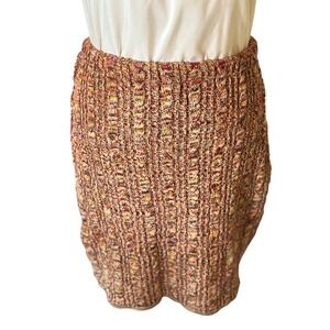Green USA Knit Skirt Medium Recycled Cotton Blend‎ Multicolor Cable Knit